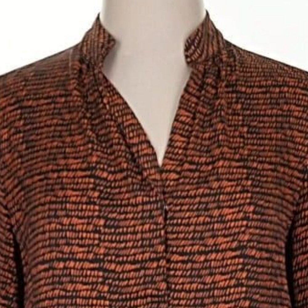Everlene & David Lerner Mandarin Collar Button Down Tunic Blouse - Picture 8 of 16